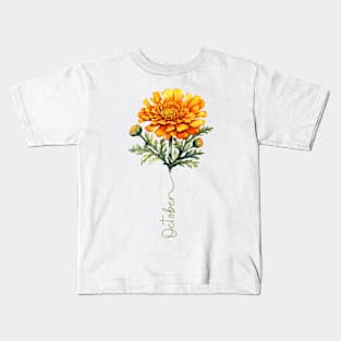 Marigold - Birth Month Flower for October Kids T-Shirt